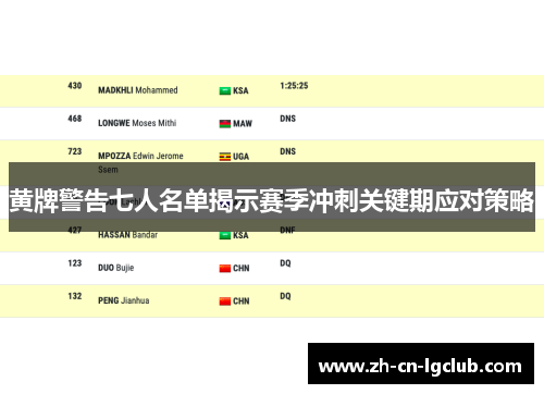黄牌警告七人名单揭示赛季冲刺关键期应对策略 黄牌警告七人名单揭示赛季冲刺关键期应对策略