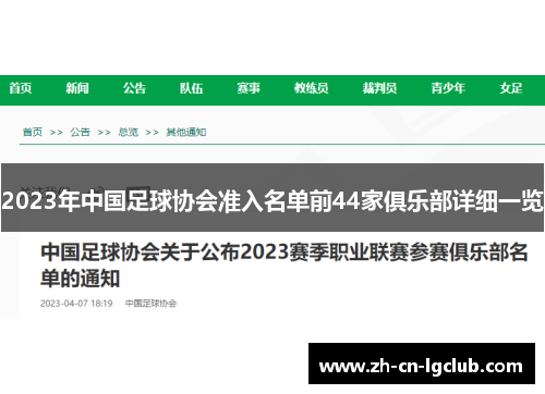 2023年中国足球协会准入名单前44家俱乐部详细一览 2023年中国足球协会准入名单前44家俱乐部详细一览